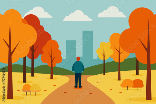 Autumn Park Walk Vector Background