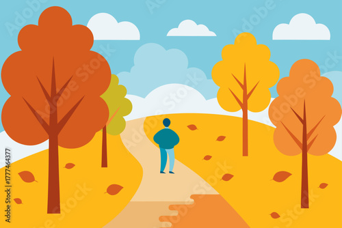 Autumn Park Walk Vector Background