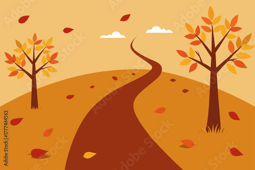 Autumn Rustic Trail Vector Background