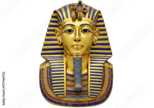 Schilderij op canvas Isolated gilded burial mask of Tutankhamun replica for historical museum display