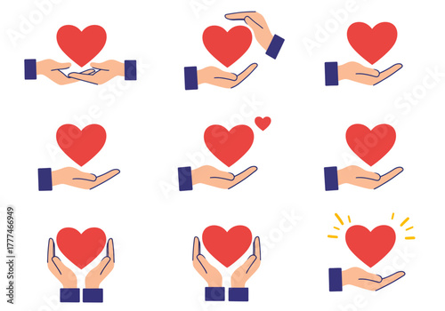 Love and Care Hand Holding a Heart, Giving and Sharing Affection
