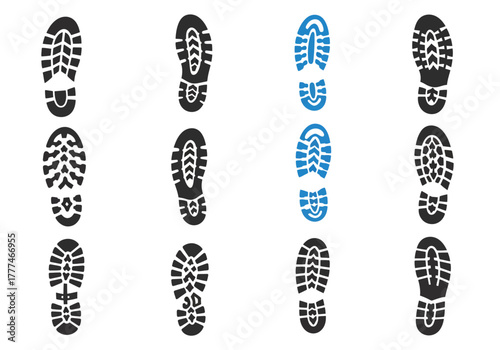 Footprint Collection Assorted Tread Patterns for Track Analysis and Design