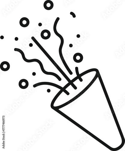 Confetti popper with flying confetti