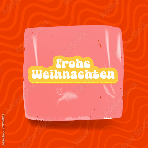 Frohe weihnachten Merry Christmas in German quote red square banner vector design, creative holiday typography, modern festive graphic for cards, invitations, social media banners, and decorations.