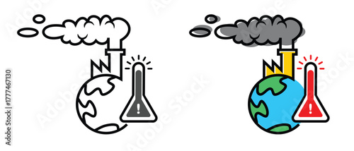 environmental pollution illustration, global warming icon.