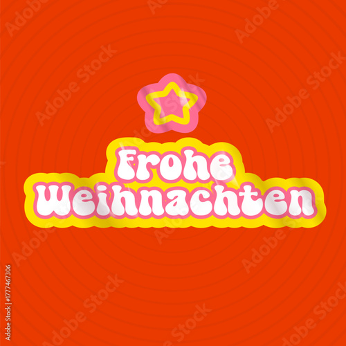Frohe weihnachten Merry Christmas in German quote red square banner vector design, creative holiday typography, modern festive graphic for cards, invitations, social media banners, and decorations.