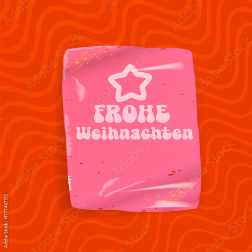 Frohe weihnachten Merry Christmas in German quote red square banner vector design, creative holiday typography, modern festive graphic for cards, invitations, social media banners, and decorations.