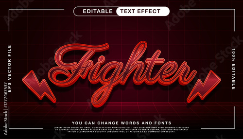 fighter Red Text Effect with Lightning Bolts for Fighter Theme Designs