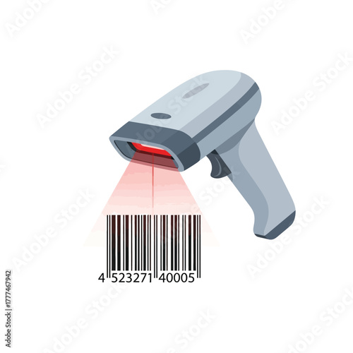 Modern handheld scanner reads product barcode for retail checkout efficiency