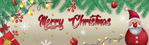 Christmas greeting happy new year, festive decoration. Set of holiday elements, web template for postcard, illustration for social networks - Vector illustration