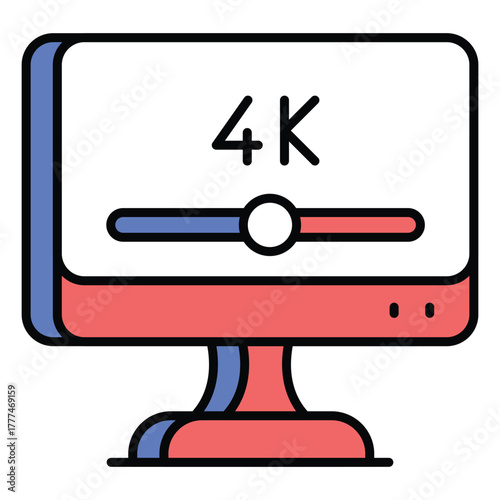 4K Video Icon for Ultra HD Streaming and Media Design
