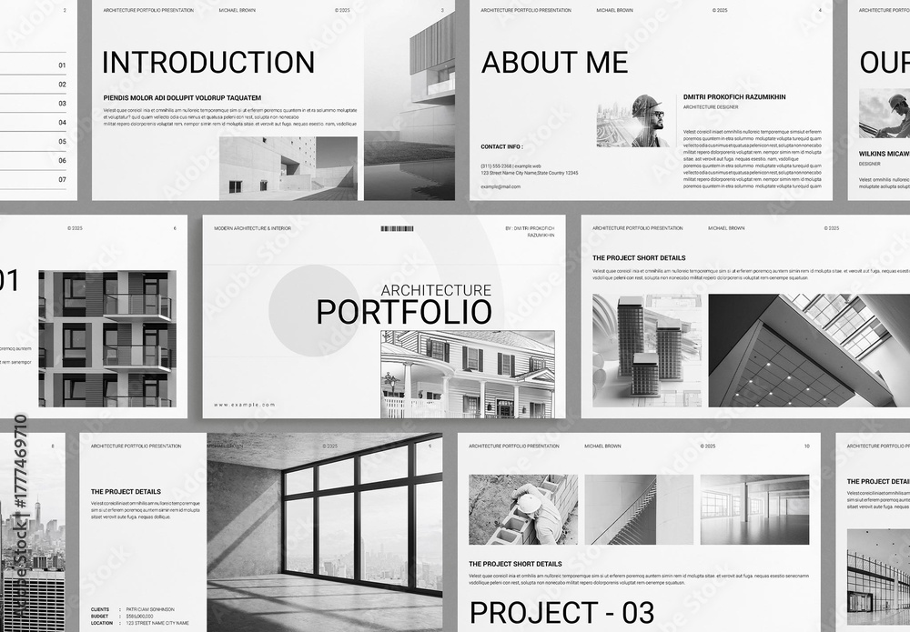 Architecture Portfolio Presentation Template Design Layout Stock ...