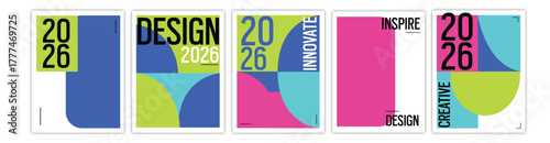 Modern Abstract Poster Set — Colorful Geometric Design Templates for 2026 Branding and Creative Layouts