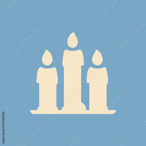 Three burning festive Christmas candles, new year element - Vector illustration