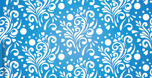 Abstract frosty patterns, panoramic blue and white web pattern background - Vector illustration