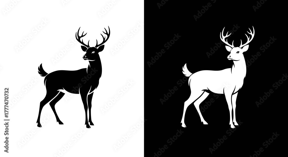 Fototapeta premium Elegant Deer Silhouette Vector Illustration