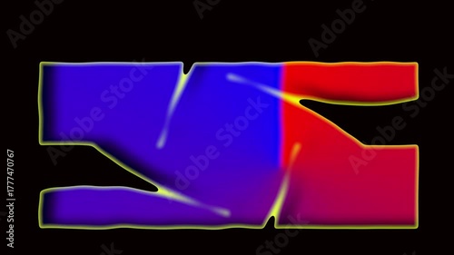 Futuristic blue and red gradient animation with abstract wave reflections