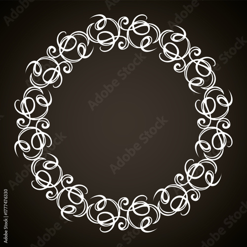 Old cute romantic book ribbon bow swirly tag swoosh element isolated on white paper card backdrop. Freehand black ink pen outline drawn curly corner sketchy in artistic rustic curlicue scrawl style