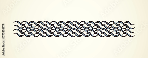 Old cute romantic book ribbon bow swirly tag swoosh element isolated on white paper card backdrop. Freehand black ink pen outline drawn curly corner sketchy in artistic rustic curlicue scrawl style