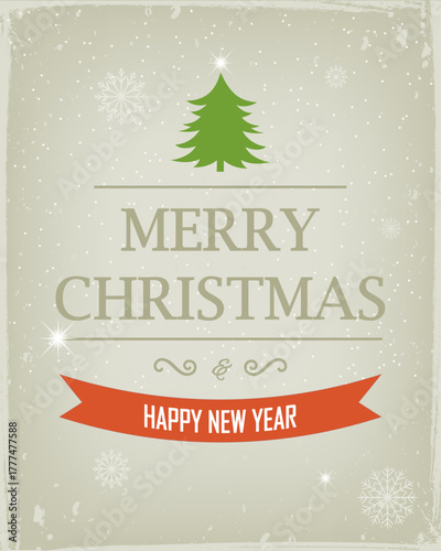 Christmas greeting card. Holiday background. Merry Christmas and Happy New Year. Vector