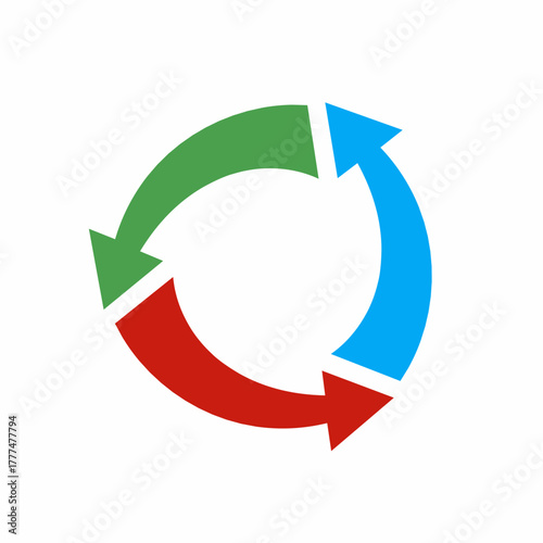 Recycle Arrow Icon. Circular arrow icon. Three rotating arrows.