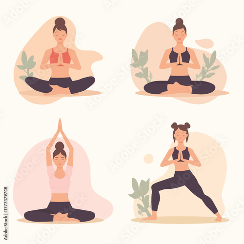 .Yoga Practice Collection Illustration