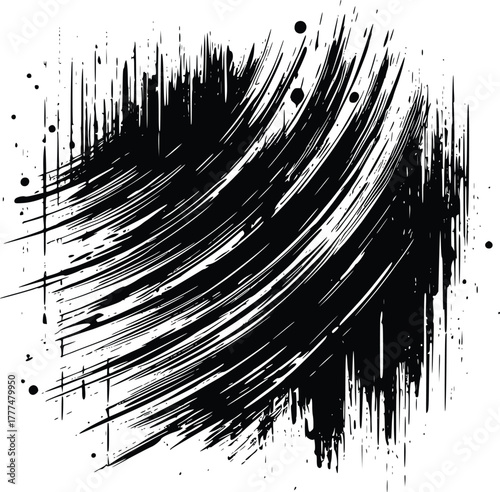 Dynamic black paint splash grunge brush stroke abstract design