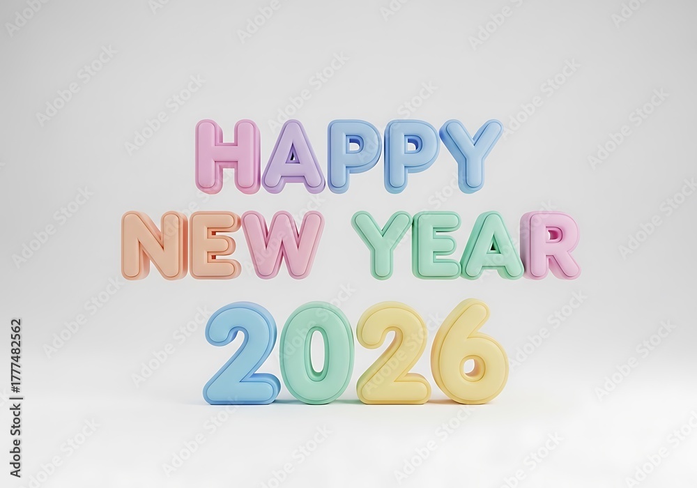 Obraz premium Colorful 3D rendered text displaying 