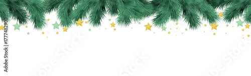 Realistic fir branches on a white background - Vector illustration