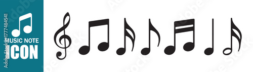 Comprehensive Teal Music Note and Clef Icon Set. Music notes icon set, Music notes symbol, vector illustration Eps 10