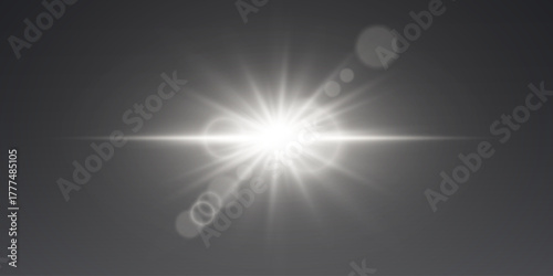 Realistic sunlight flare with shining beams and glow effect