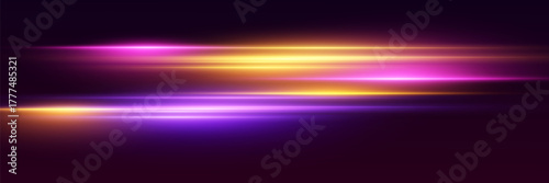 Neon light paths, the effect of moving light and lines.