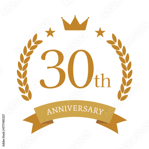 25周年記念ロゴ（ゴールドリボンとクラウンモチーフ）