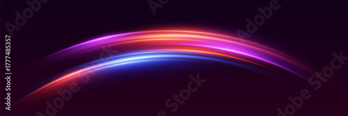 Neon light paths, the effect of moving light and lines.