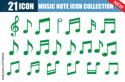  21 Icon Green Music Note Icon Collection