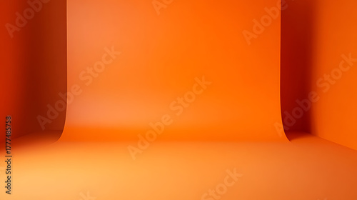 Fototapeta Naklejka Na Ścianę i Meble -  Immerse yourself in a vivid orange studio setup. Abstract design highlighting color, texture, and geometric forms. An artistic exploration in tones. #OrangeVibes