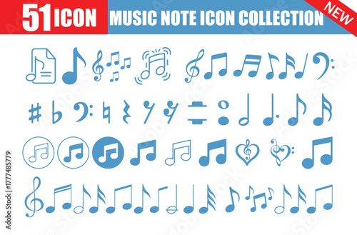 Vector Music Note Icons.  Melody and Rhythm Symbols Pack, Vector Illustration eps 10