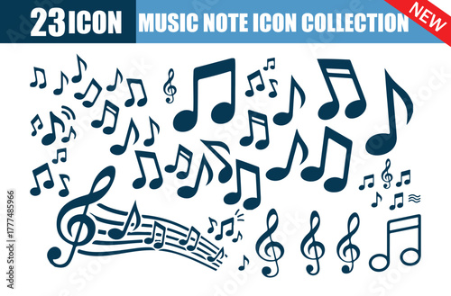 23 Icon Music Note Collection. Music Note Icon Set. Vector Melody and Rhythm Symbols