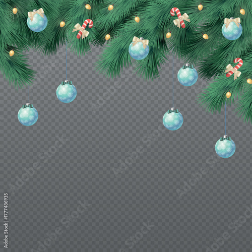 New Year Christmas background, festive fir tree, web template without background for advertising, postcards - Vector illustration