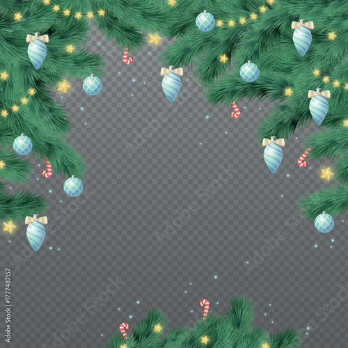 New Year Christmas background, festive fir tree, web template without background for advertising, postcards - Vector illustration