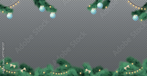 New Year Christmas background, festive fir tree, web template without background for advertising, postcards - Vector illustration