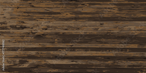 Distressed wood panel. Old wooden planks. Vintage background. Vector illustration