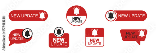 Update and New Label Icons Set — Modern Vector Badges for App Upgrade, Download and Business Design Templates, Colorful Stickers and Tags