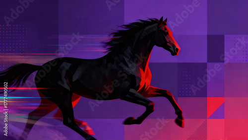 A crimson steed gallops forth