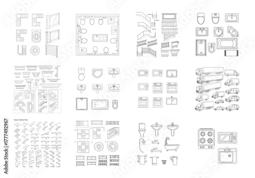 Architectural elements and household appliances stairs