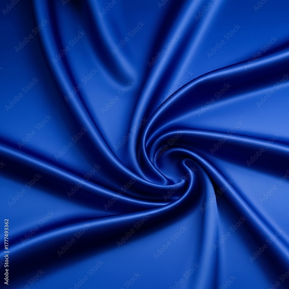 Obraz premium Rich Royal Blue Silk Fabric Swirl - Textured Blue Background with Elegant Folds