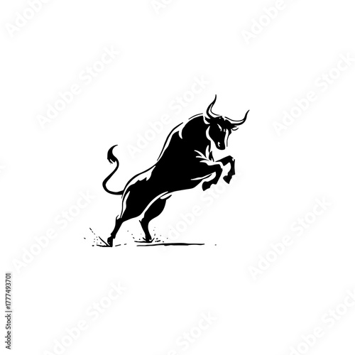 bull. bull simple black and white line art vector logo