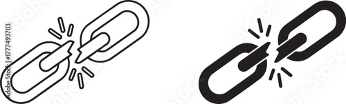 Broken link icon set. flat illustration of vector icon on white background