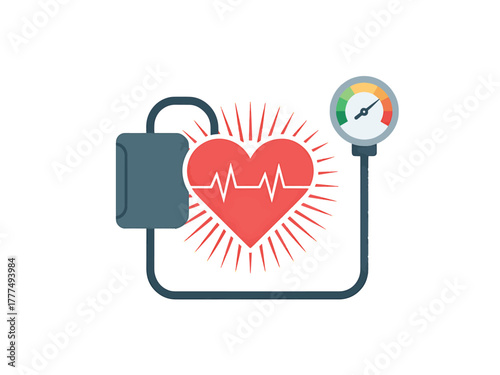 Blood pressure monitor with heart symbol for health awareness and checkup