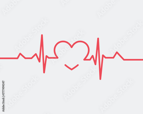 Heartbeat pulse line with heart shape medical concept illustration vector design